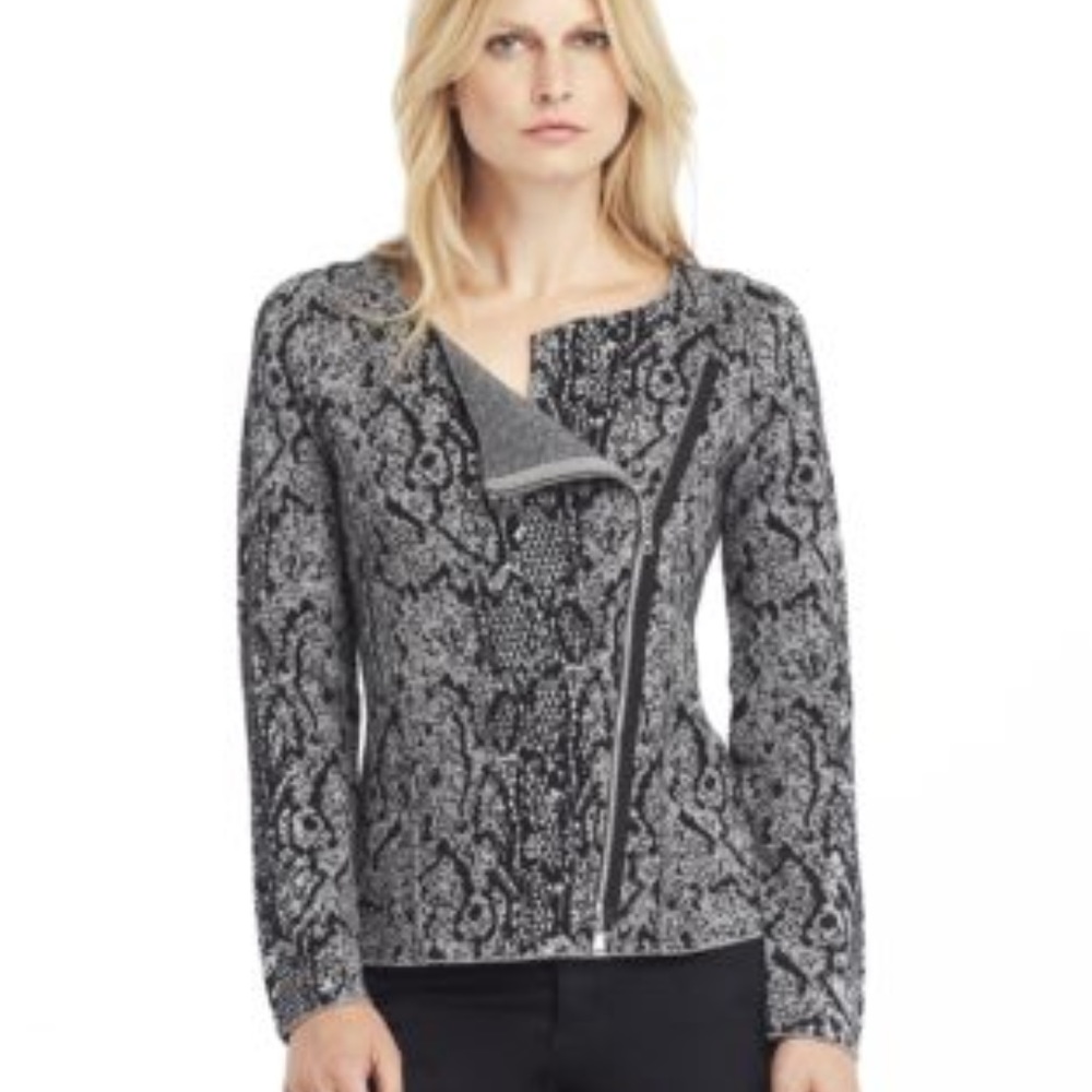 KENNETH COLE NY Metallic Zip Sweater